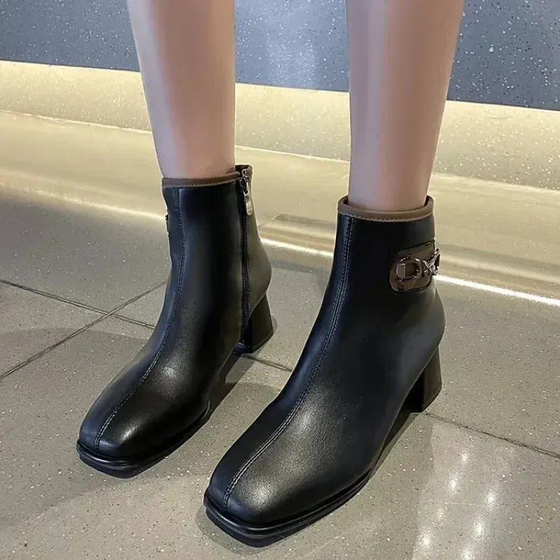 Joskaa Ankle Boots Women High Heeled Short Boots Women Platform Shoes Pointed ToeAnkle Botas Large 42 Thin HeelSide Zapatillas Mujer
